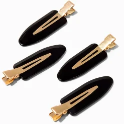 Black & Gold No Crease Hair Styling Clips - 4 Pack