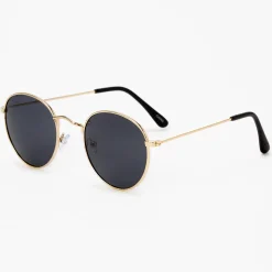 Black & Gold Round Sunglasses