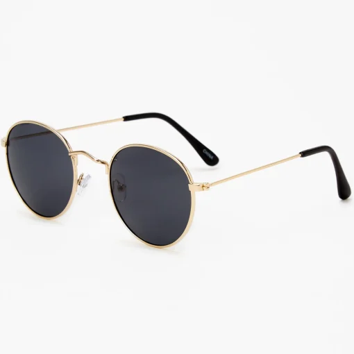 Black & Gold Round Sunglasses