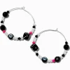 Black & Pink Pearl Mixed Beaded Hoop Earrings