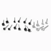 Black & Silver Assorted Stud Earrings - 9 Pack