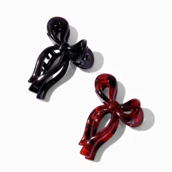 Black & Tortoiseshell Bow Hair Claws - 2 Pack