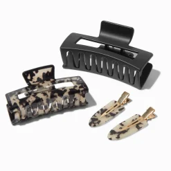 Black & Tortoiseshell Hair Clip Set - 4 Pack