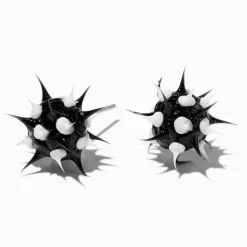 Black & White Rave Spike Burst Stud Earrings