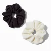 Black & White Ribbed Hair Scrunchies - 2 Pack