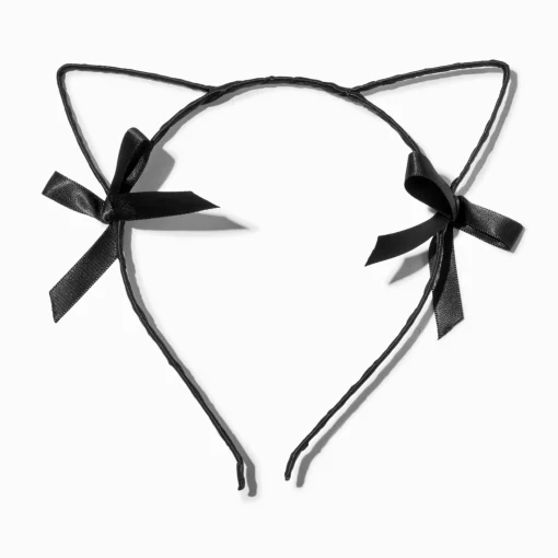 Black Bow Cat Ears Headband