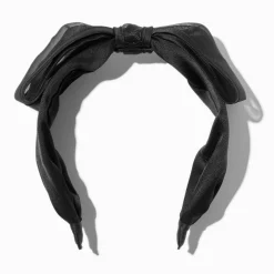 Black Chenille Bow Headband