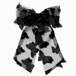 Black Chiffon Butterfly Hair Bow Clip