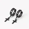 Black Cross 15mm Huggie Hoop Earrings