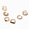 Black Crystal Gold-tone Ear Cuffs - 6 Pack