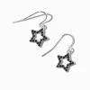 Black Crystal Silver-tone Star 0.5" Drop Earrings