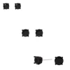 Black Cubic Zirconia 4mm, 5mm, & 6mm Round Stud Earrings - 3 Pack