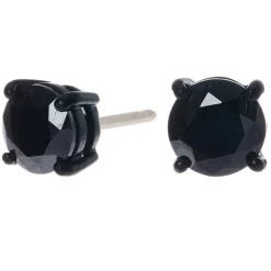 Black Cubic Zirconia 8mm Round Stud Earrings
