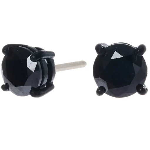 Black Cubic Zirconia 8mm Round Stud Earrings
