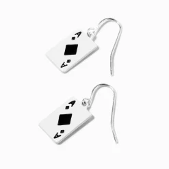 Black Diamond Ace Playing Card 0.5" Drop Earrings