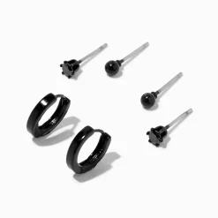Black Earring Stackables Set - 3 Pack