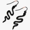 Black Embellished Snake Drop Earrings