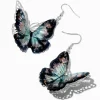 Black Filigree Butterfly 3D 2" Drop Earrings