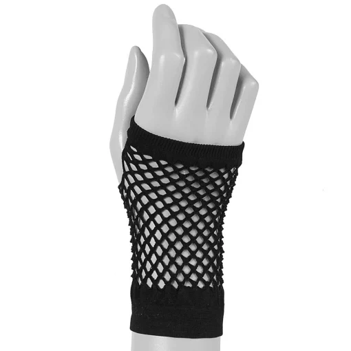 Black Flash Fishnet Gloves