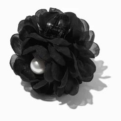 Black Flower Pearl Hair Claw