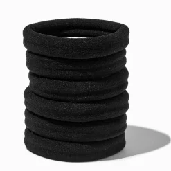 Black Full Hair XL Rolled Hair Ties - 6 Pack