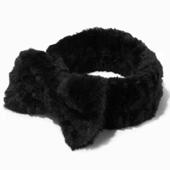Black Furry Makeup Bow Headwrap