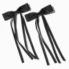 Black Grosgrain Ribbon Long Tail Hair Bow Clips - 2 Pack