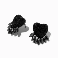 Black Heart Spike Stud Earrings