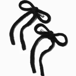 Black Knit Hair Bow Clips - 2 Pack