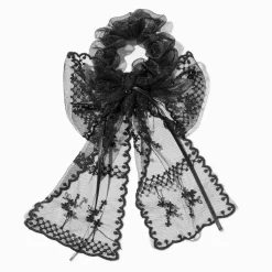 Black Lace Hair Bow Scrunchie