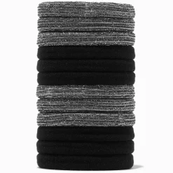 Black Lurex Rolled Hair Ties - 12 Pack