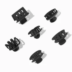 Black Matte & Glossy Mixed Mini Hair Claws - 6 Pack