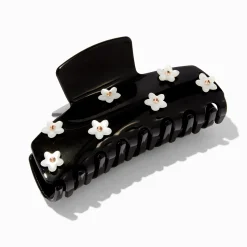 Black Mini Cream Daisy Hair Claw