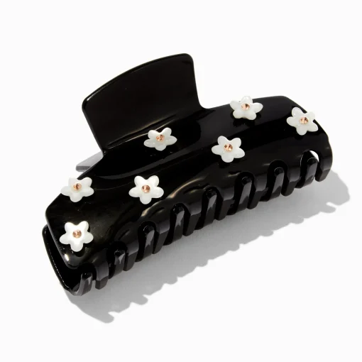 Black Mini Cream Daisy Hair Claw