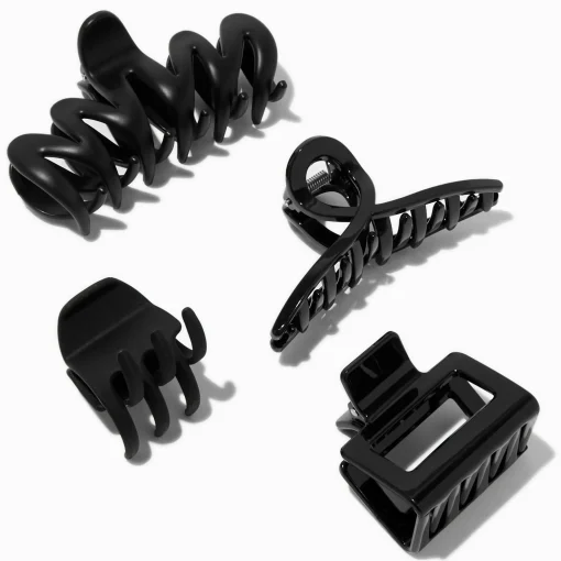 Black Mixed Size Hair Claws - 4 Pack