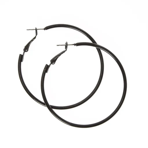 Black 50mm Hoop Earrings