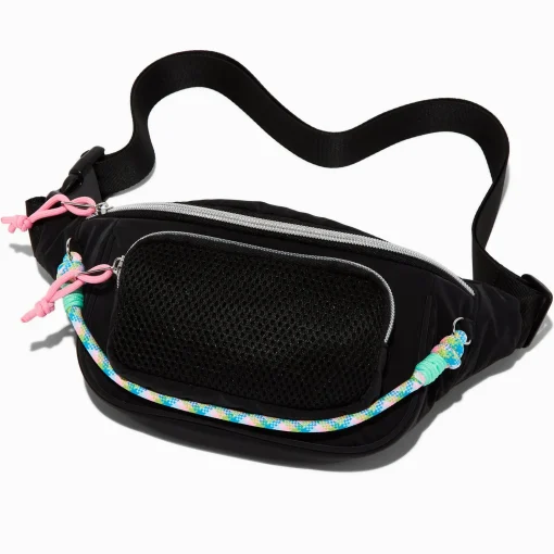 Black Nylon Cord Belt Bag
