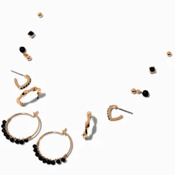 Black Onyx Beaded Earring Stackables Set - 6 Pack