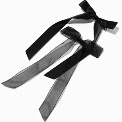 Black Organza & Sheer Hair Bow Clips - 2 Pack
