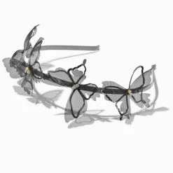 Black Organza Butterfly Double Row Headband