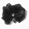 Black Organza Heart Charm Hair Scrunchie