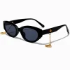 Black Oval Seashell Charm Sunglasses
