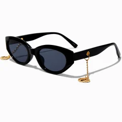 Black Oval Seashell Charm Sunglasses