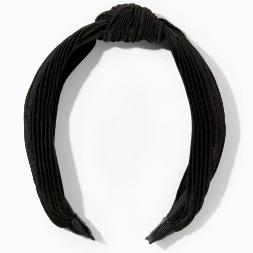 Black Pleated Knotted Headband