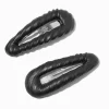 Black Puffy Snap Hair Clips - 2 Pack
