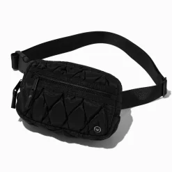 Black Quilted Belt Bag