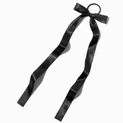 Black Satin Bow Hair Tie