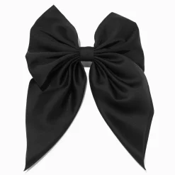 Black Satin Hair Bow Clip