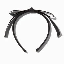 Black Skinny Ribbon Bow Headband