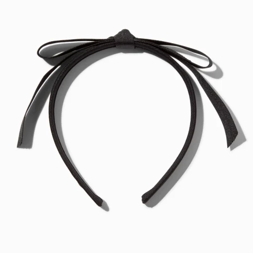 Black Skinny Ribbon Bow Headband